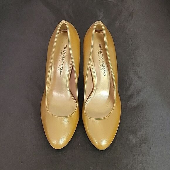 CHRISTIAN SIRIANO GOLD HIGH HEEL STILETTOS PUMP SHOES - Picture 3 of 14